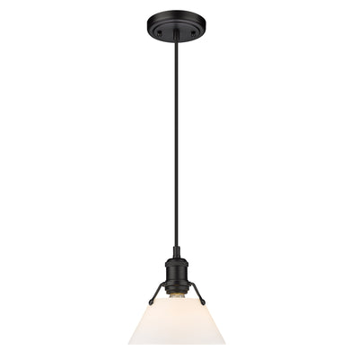 Yep by Golden Lighting Orwell 1-light 8in Pendant in Matte Black and Opal Glass - - Golden Lighting