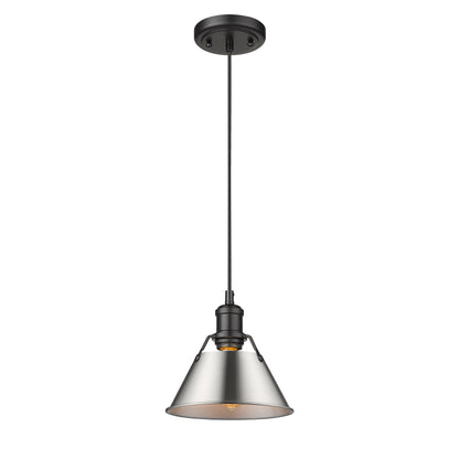 Yep by Golden Lighting Orwell 1-light 8in Pendant in Matte Black and Pewter shade - - Golden Lighting