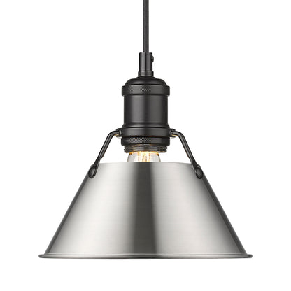 Yep by Golden Lighting Orwell 1-light 8in Pendant in Matte Black and Pewter shade - - Golden Lighting