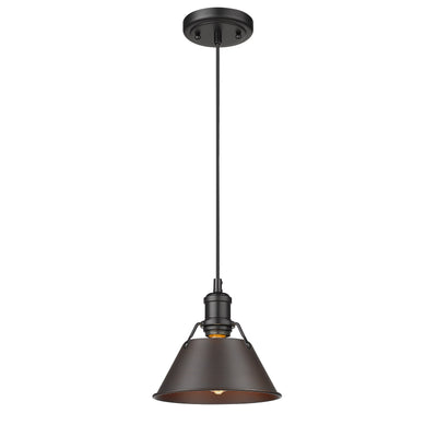 Yep by Golden Lighting Orwell 1-light 8in Pendant in Matte Black and Rubbed Bronze shade - - Golden Lighting