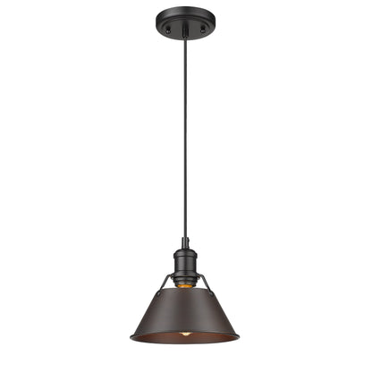 Yep by Golden Lighting Orwell 1-light 8in Pendant in Matte Black and Rubbed Bronze shade - - Golden Lighting
