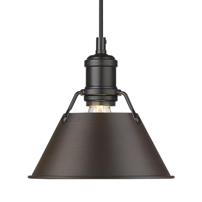 Yep by Golden Lighting Orwell 1-light 8in Pendant in Matte Black and Rubbed Bronze shade - - Golden Lighting
