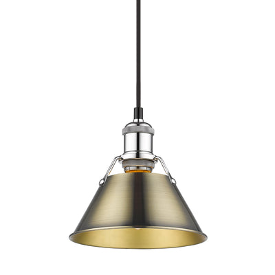 Yep by Golden Lighting Orwell 1-light 8in Pendant in Chrome and Aged Brass shade - - Golden Lighting