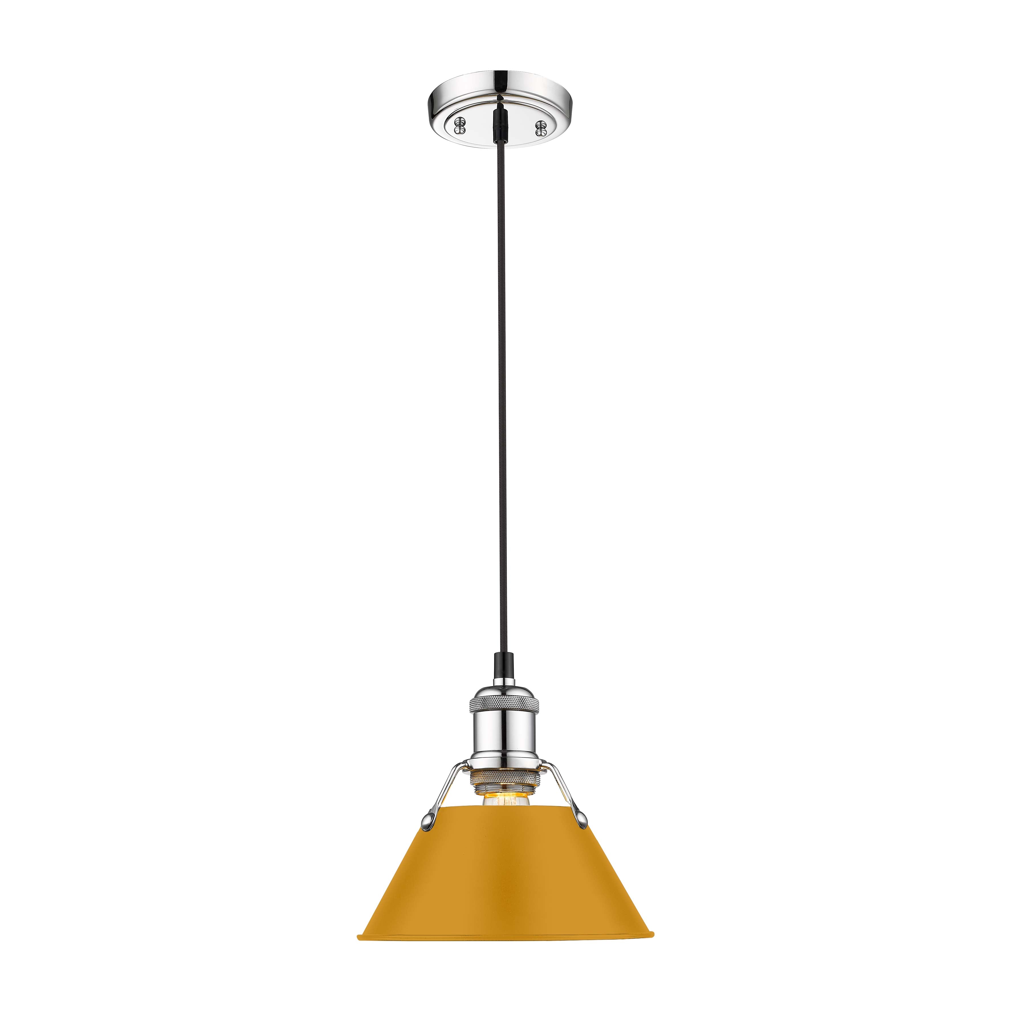 Yep by Golden Lighting Orwell 1-light 8in Pendant in Chrome and Auric Yellow shade - - Golden Lighting