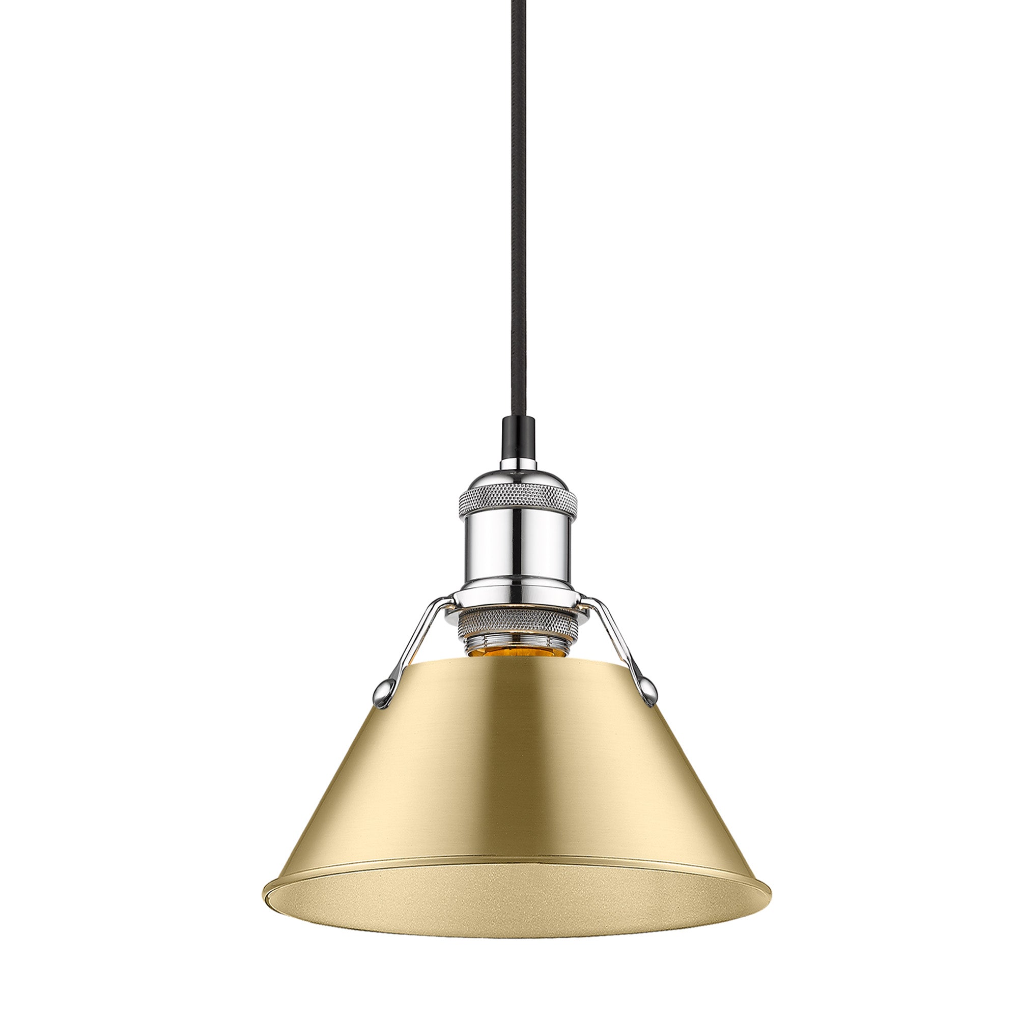 Yep by Golden Lighting Orwell 1-light 8in Pendant in Chrome and Brushed Champagne Brass shade - - Golden Lighting