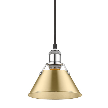 Yep by Golden Lighting Orwell 1-light 8in Pendant in Chrome and Brushed Champagne Brass shade - - Golden Lighting