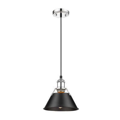 Yep by Golden Lighting Orwell 1-light 8in Pendant in Chrome and Matte Black shade - - Golden Lighting