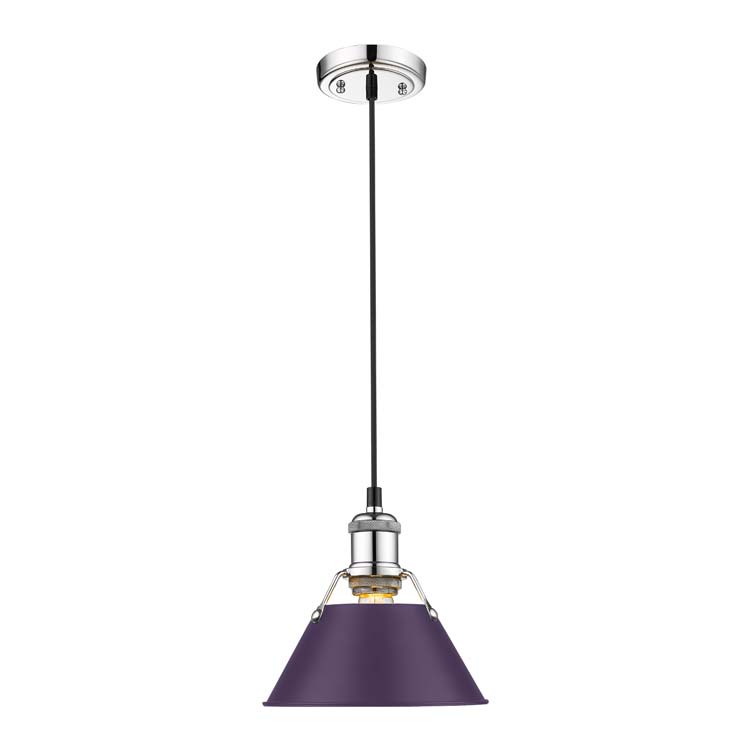 Yep by Golden Lighting Orwell 1-light 8in Pendant in Chrome and Exotic Purple shade - - Golden Lighting