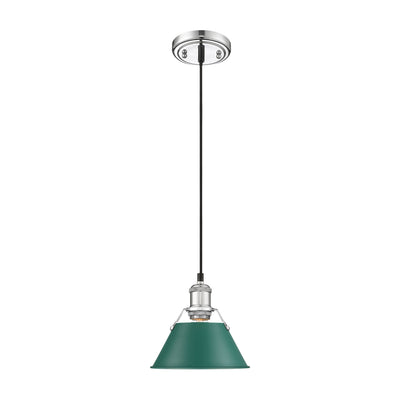 Yep by Golden Lighting Orwell 1-light 8in Pendant in Chrome and Pine Green shade - - Golden Lighting