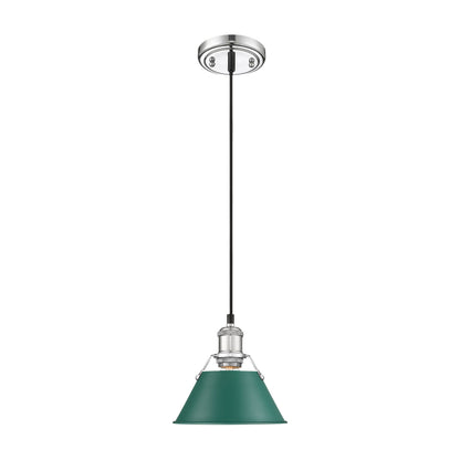 Yep by Golden Lighting Orwell 1-light 8in Pendant in Chrome and Pine Green shade - - Golden Lighting