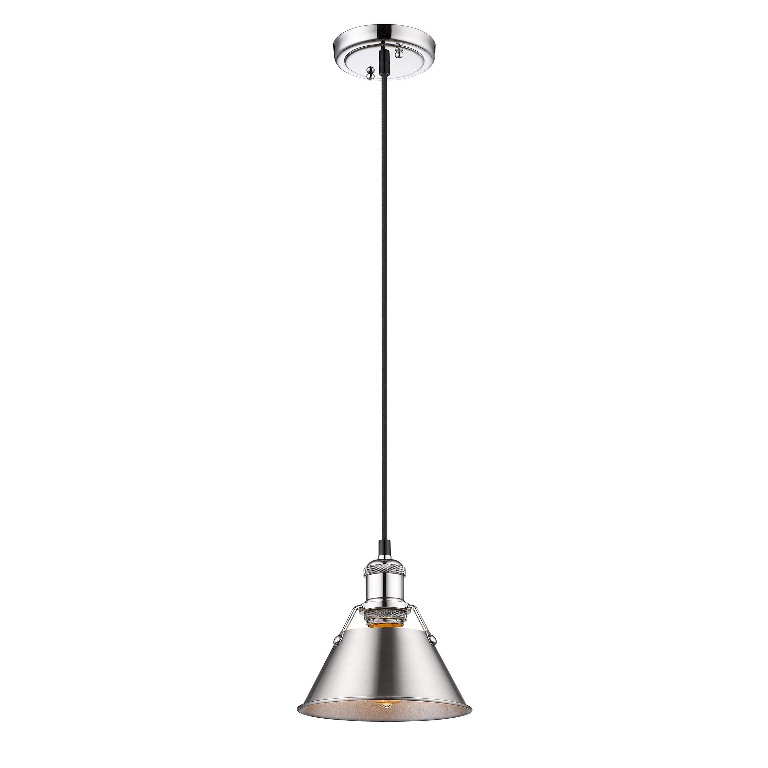 Yep by Golden Lighting Orwell 1-light 8in Pendant in Chrome and Pewter shade - - Golden Lighting