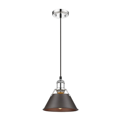 Yep by Golden Lighting Orwell 1-light 8in Pendant in Chrome and Rubbed Bronze shade - - Golden Lighting