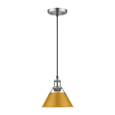 Yep by Golden Lighting Orwell 1-light 8in Pendant in Pewter and Auric Yellow shade - - Golden Lighting