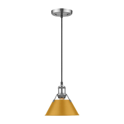 Yep by Golden Lighting Orwell 1-light 8in Pendant in Pewter and Auric Yellow shade - - Golden Lighting
