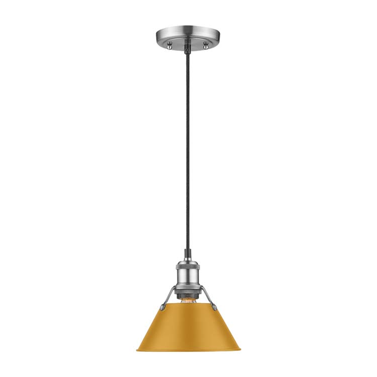 Yep by Golden Lighting Orwell 1-light 8in Pendant in Pewter and Auric Yellow shade - - Golden Lighting