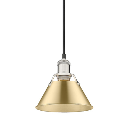 Yep by Golden Lighting Orwell 1-light 8in Pendant in Pewter and Brushed Champagne Brass shade - - Golden Lighting