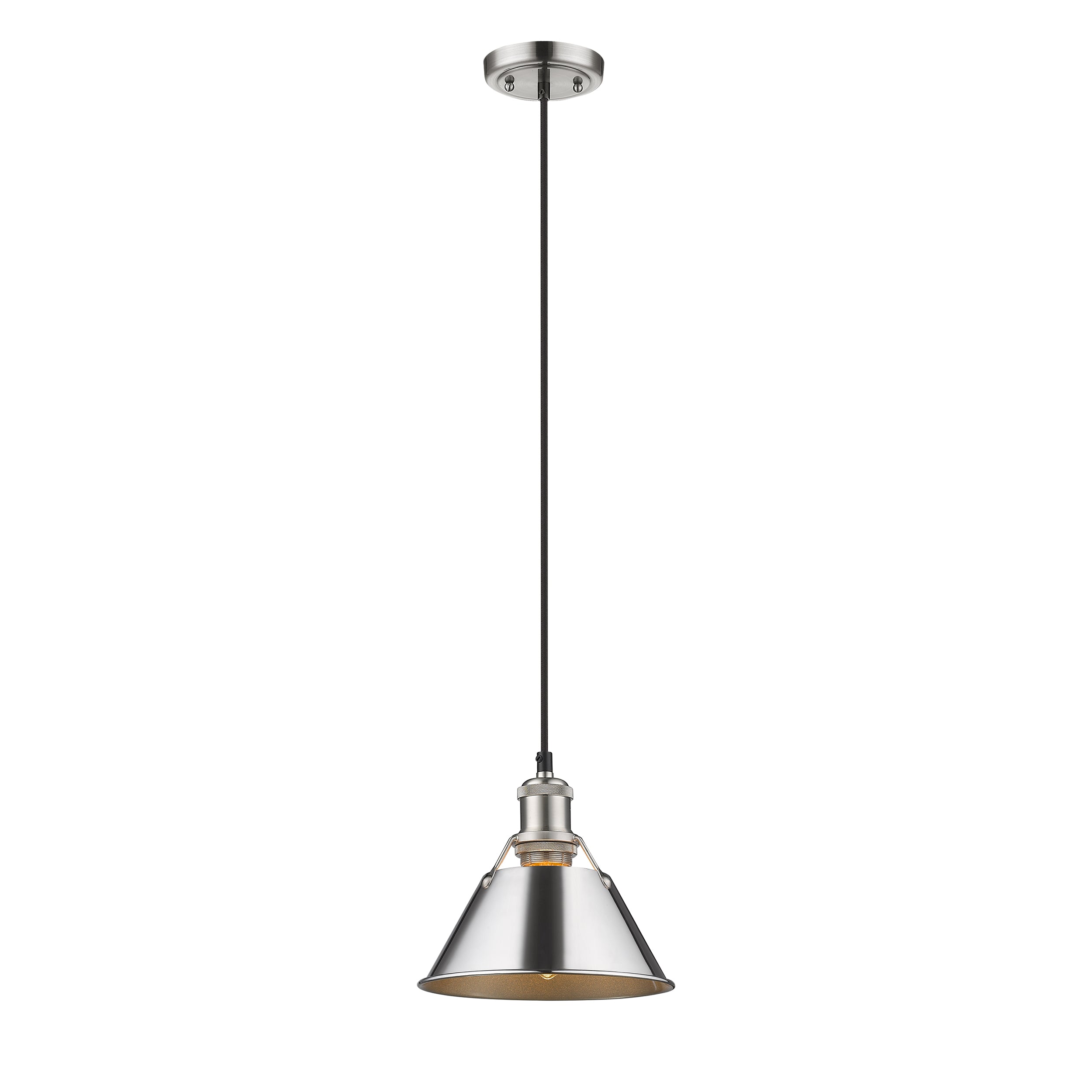 Yep by Golden Lighting Orwell 1-light 8in Pendant in Pewter and Chrome shade - - Golden Lighting