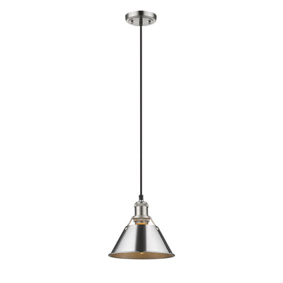 Yep by Golden Lighting Orwell 1-light 8in Pendant in Pewter and Chrome shade - - Golden Lighting