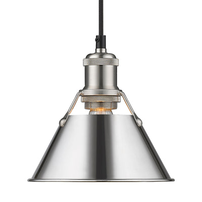 Yep by Golden Lighting Orwell 1-light 8in Pendant in Pewter and Chrome shade - - Golden Lighting