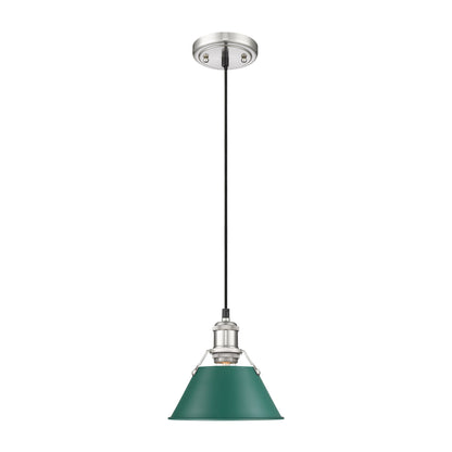 Yep by Golden Lighting Orwell 1-light 8in Pendant in Pewter and Pine Green shade - - Golden Lighting