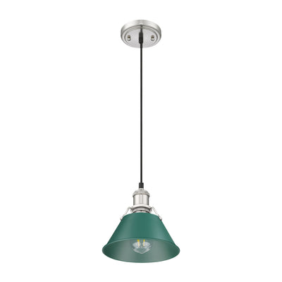 Yep by Golden Lighting Orwell 1-light 8in Pendant in Pewter and Pine Green shade - - Golden Lighting