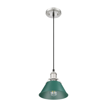 Yep by Golden Lighting Orwell 1-light 8in Pendant in Pewter and Pine Green shade - - Golden Lighting