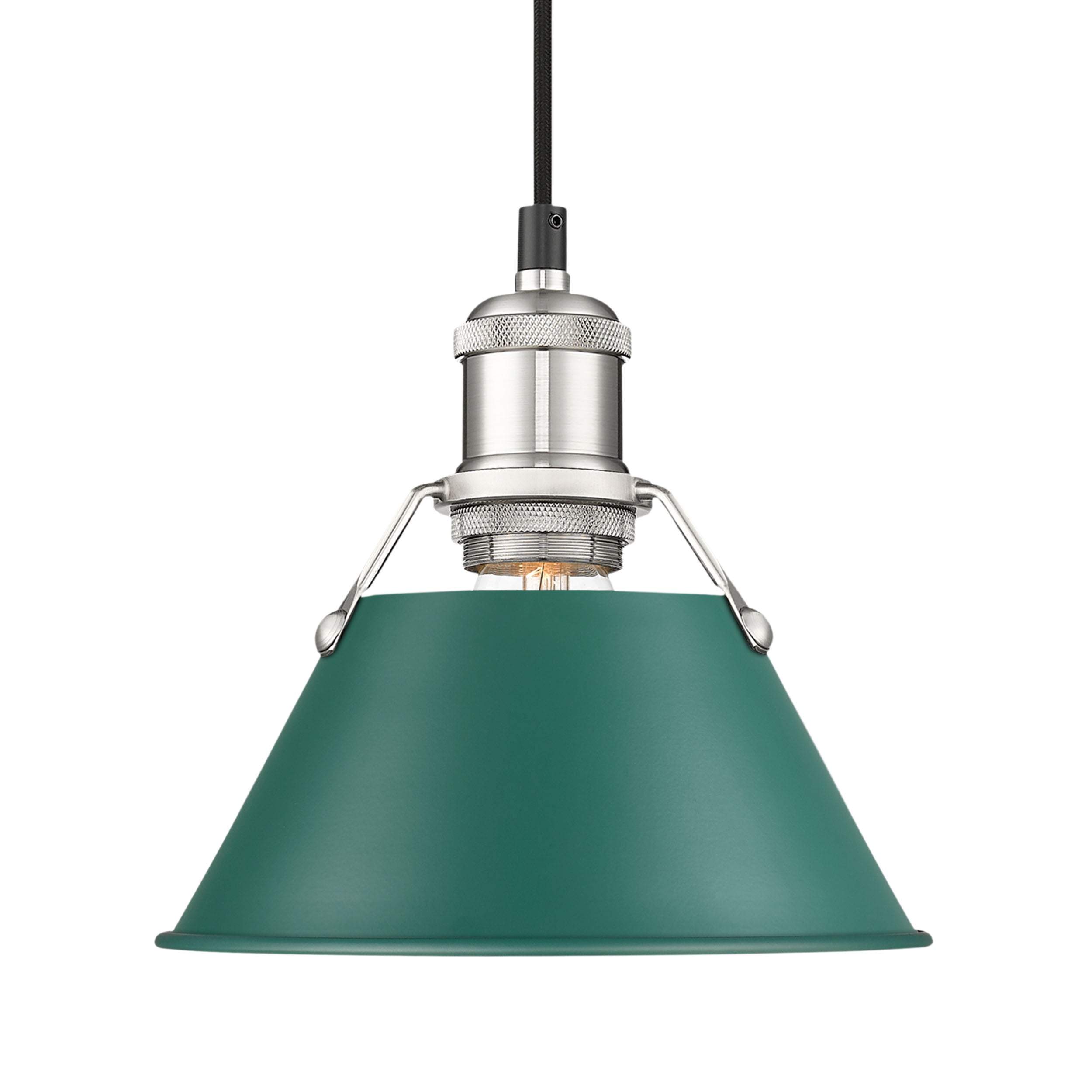 Yep by Golden Lighting Orwell 1-light 8in Pendant in Pewter and Pine Green shade - - Golden Lighting