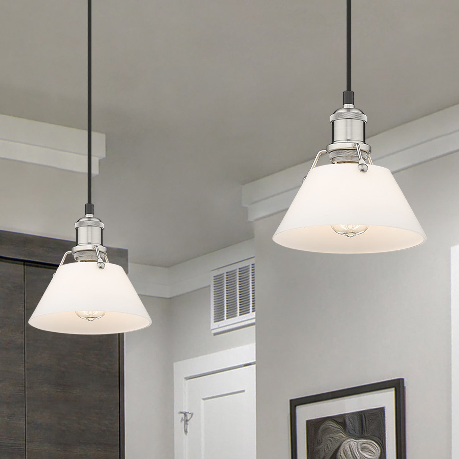Yep by Golden Lighting Orwell 1-light 8in Pendant in Pewter and Opal Glass - - Golden Lighting