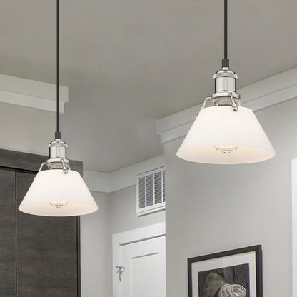 Yep by Golden Lighting Orwell 1-light 8in Pendant in Pewter and Opal Glass - - Golden Lighting