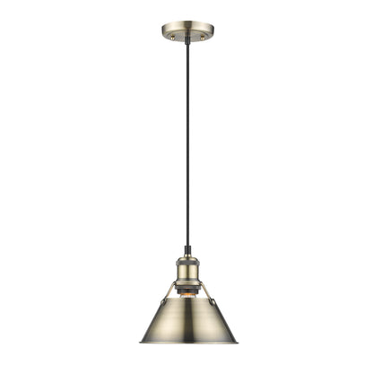 Orwell 7.5" Wide Small Pendant in Aged Brass - Aged Brass / Aged Brass / Gold - Golden Lighting