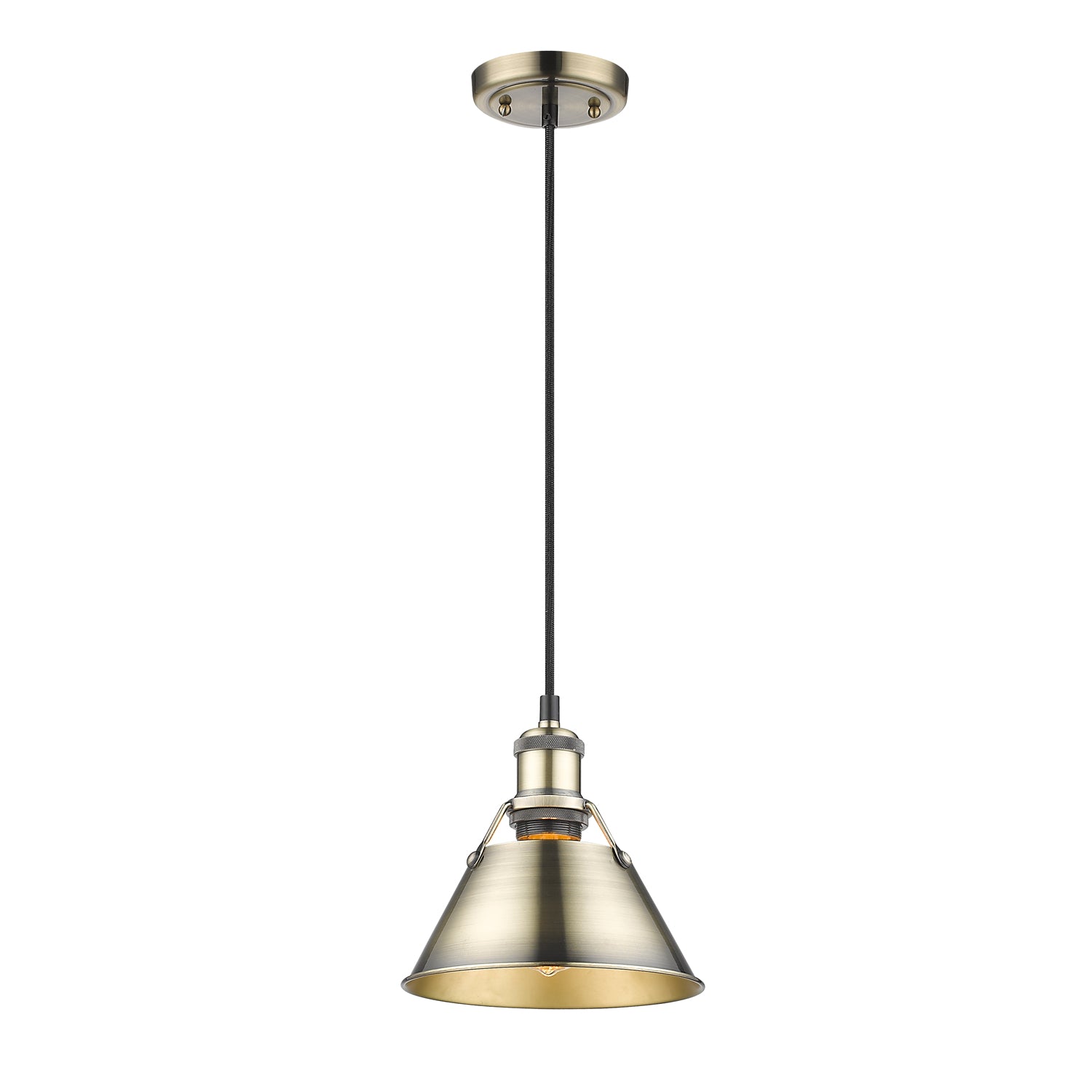 Orwell 7.5" Wide Small Pendant in Aged Brass - - Golden Lighting