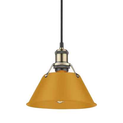 Yep by Golden Lighting Orwell 1-light 8in Pendant in Aged Brass and Auric Yellow shade