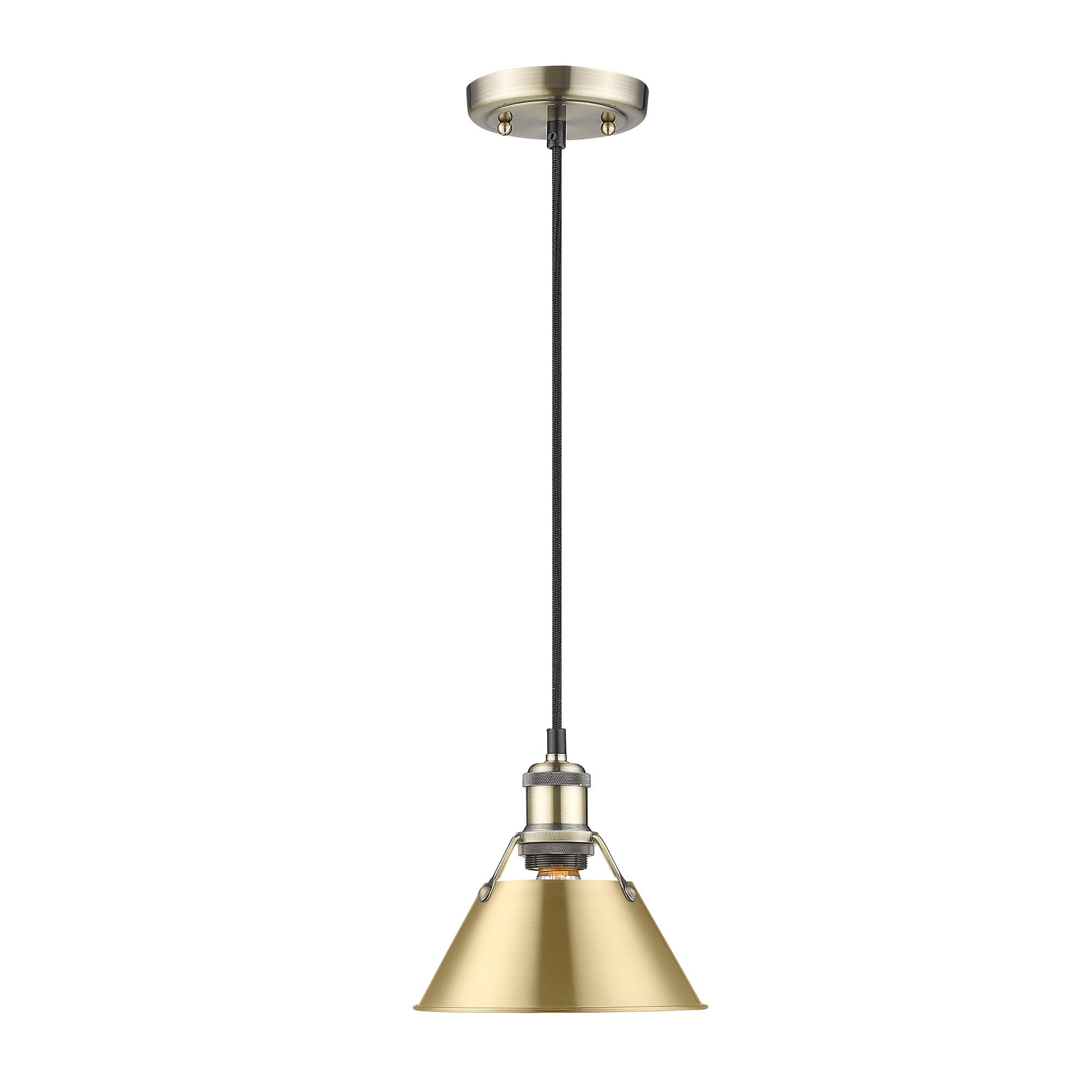 Orwell 7.5" Wide Small Pendant in Aged Brass with Brushed Champagne Bronze - - Golden Lighting