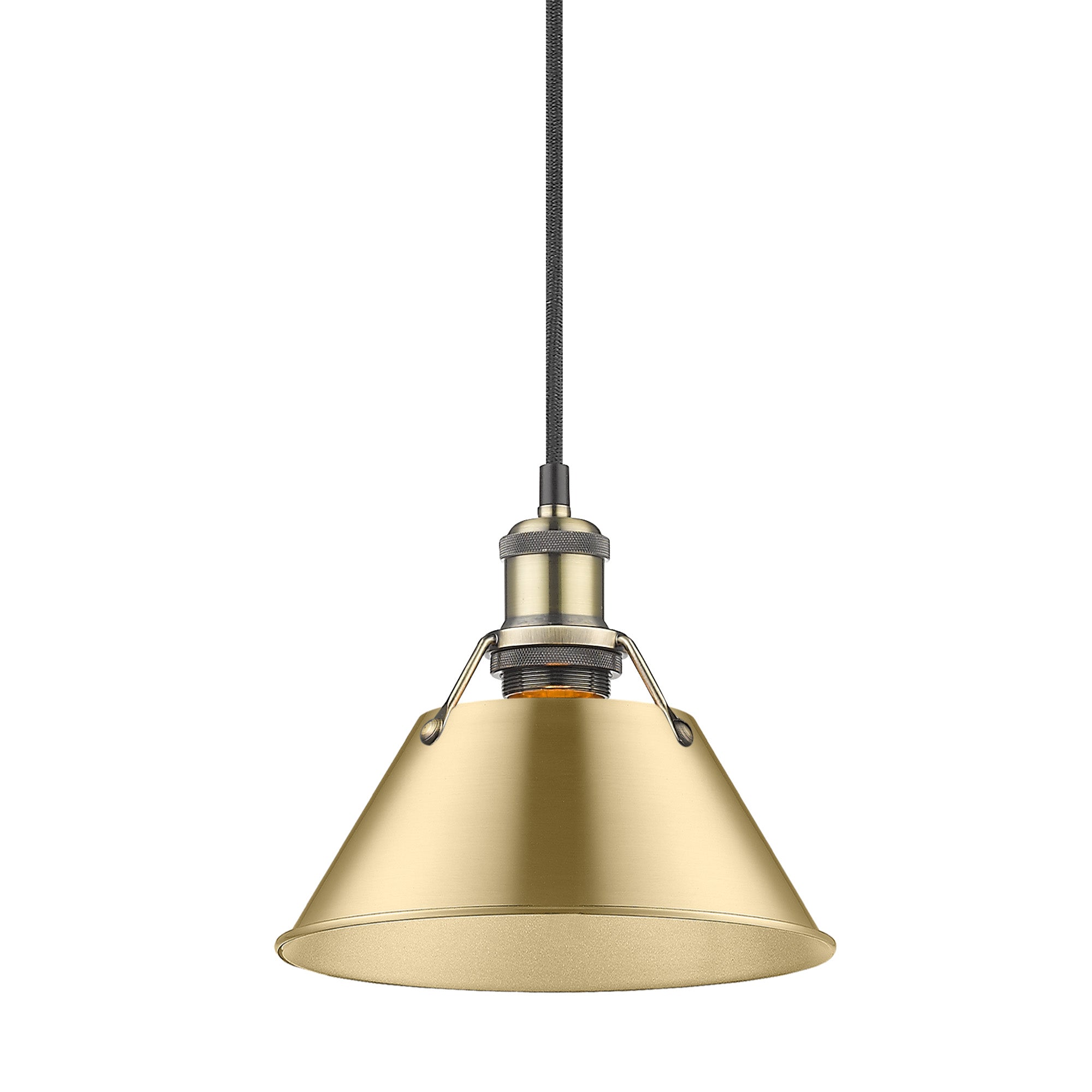 Orwell 7.5" Wide Small Pendant in Aged Brass with Brushed Champagne Bronze - Aged Brass / Brushed Champagne Bronze / Gold - Golden Lighting