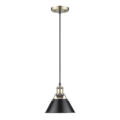 Orwell 7.5" Wide Small Pendant in Aged Brass with Matte Black - - Golden Lighting