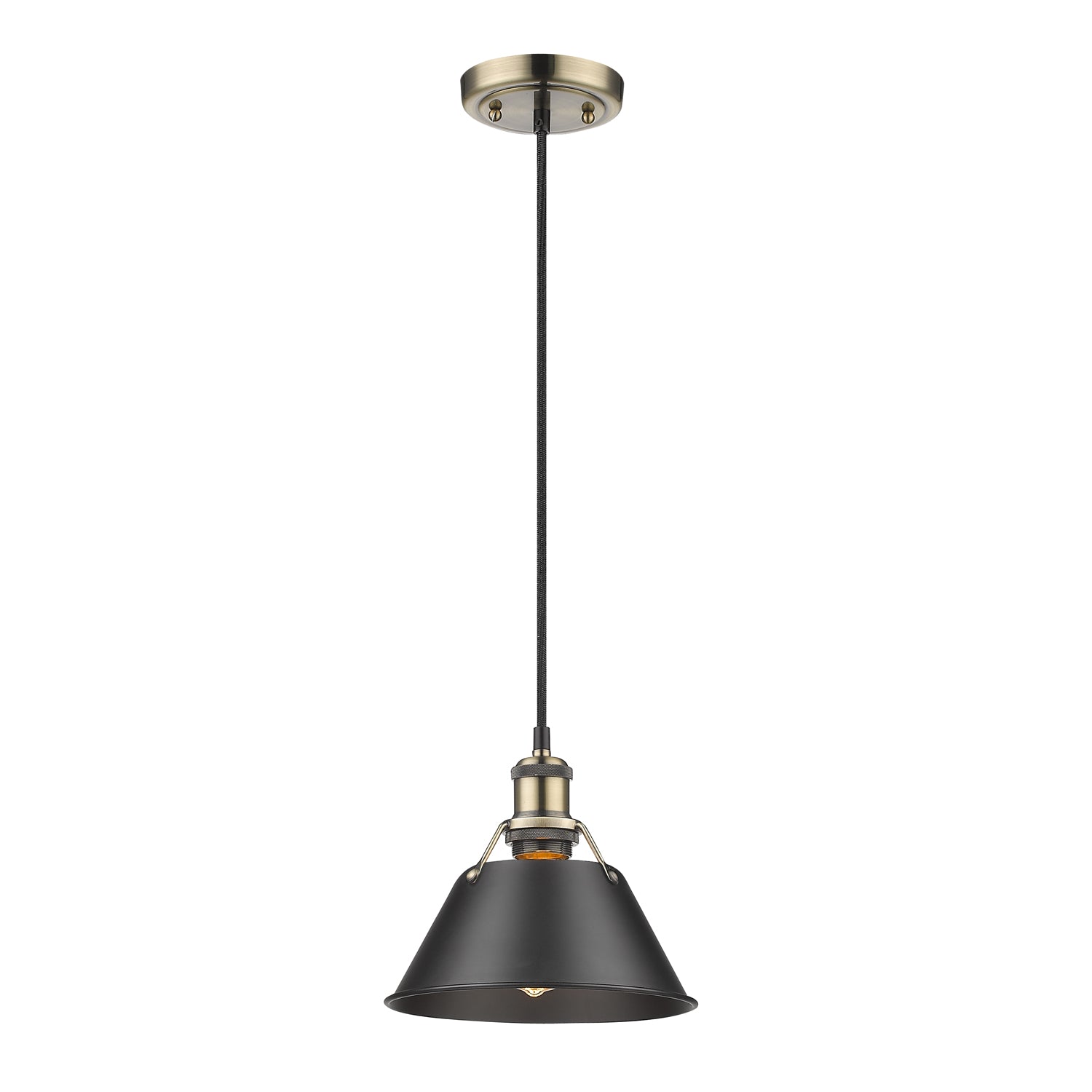 Orwell 7.5" Wide Small Pendant in Aged Brass with Matte Black - Aged Brass / Matte Black / Black - Golden Lighting