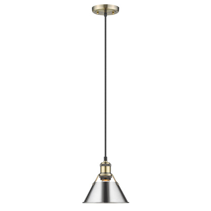 Orwell 7.5" Wide Small Pendant in Aged Brass with Chrome - - Golden Lighting