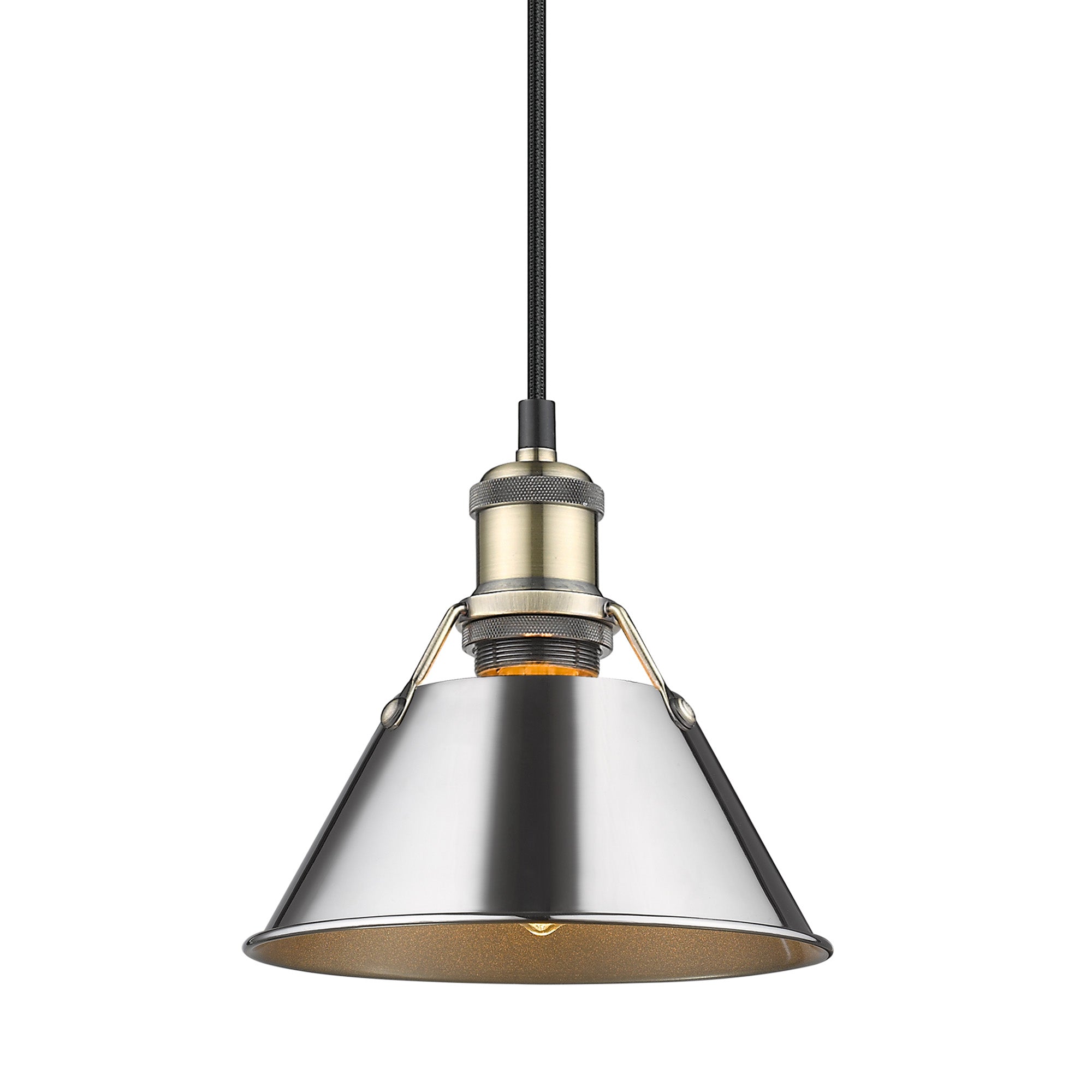 Orwell 7.5" Wide Small Pendant in Aged Brass with Chrome - Default Title - Golden Lighting