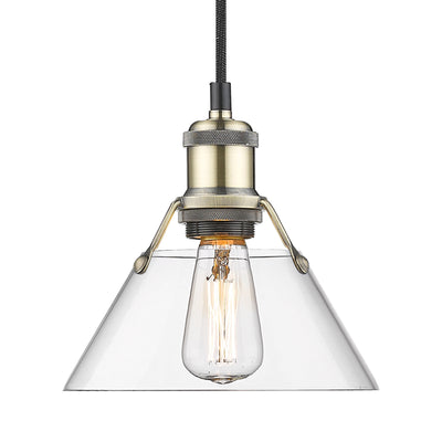 Yep by Golden Lighting Orwell 1-light 8in Pendant in Aged Brass and Clear Glass - Default Title - Golden Lighting