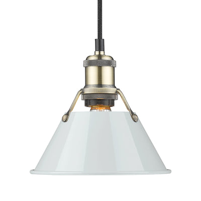 Yep by Golden Lighting Orwell 1-light 8in Pendant in Aged Brass and Dusky Blue shade - Default Title - Golden Lighting