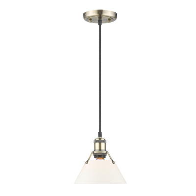 Yep by Golden Lighting Orwell 1-light 8in Pendant in Aged Brass and Opal Glass - - Golden Lighting