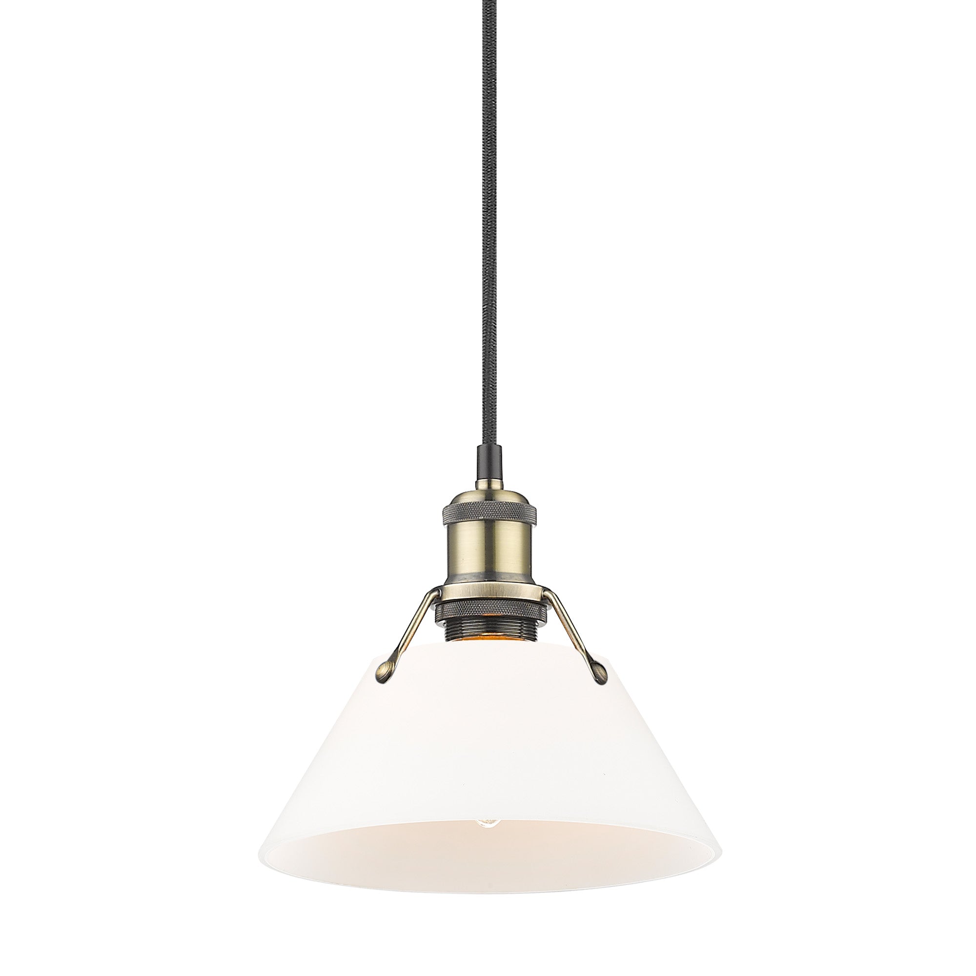 Orwell 7.5" Wide Small Pendant in Aged Brass with Opal Glass - Aged Brass / Opal Glass / White - Golden Lighting