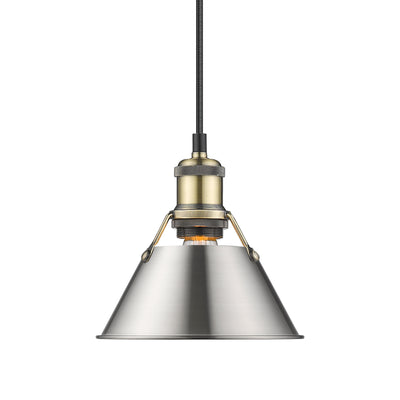 Yep by Golden Lighting Orwell 1-light 8in Pendant in Aged Brass and Pewter shade - Default Title - Golden Lighting