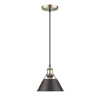 Yep by Golden Lighting Orwell 1-light 8in Pendant in Aged Brass and Rubbed Bronze shade - - Golden Lighting