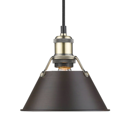 Yep by Golden Lighting Orwell 1-light 8in Pendant in Aged Brass and Rubbed Bronze shade