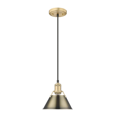Yep by Golden Lighting Orwell 1-light 8in Pendant in Brushed Champagne Brass and Aged Brass shade - - Golden Lighting