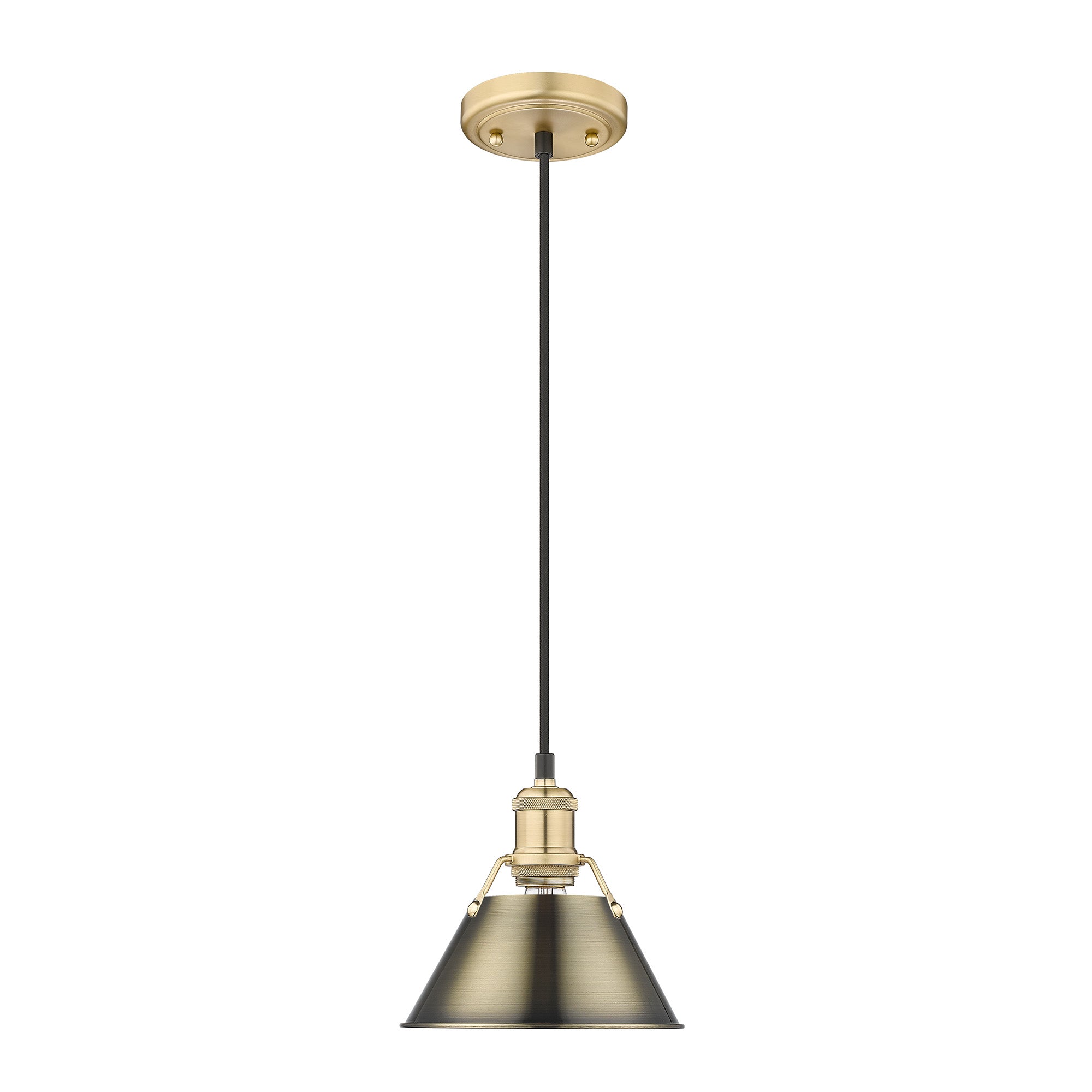 Orwell 7.5" Wide Small Pendant in Brushed Champagne Bronze with Aged Brass - - Golden Lighting