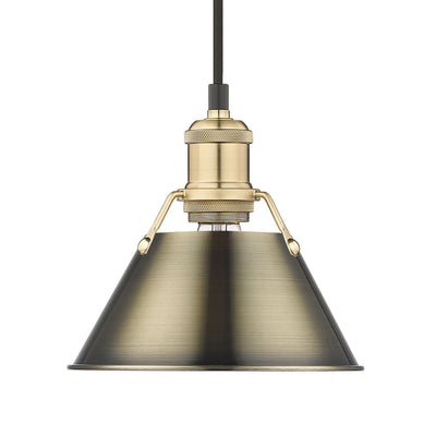 Yep by Golden Lighting Orwell 1-light 8in Pendant in Brushed Champagne Brass and Aged Brass shade - Default Title - Golden Lighting