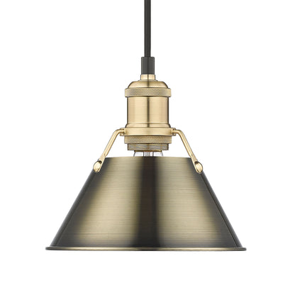 Yep by Golden Lighting Orwell 1-light 8in Pendant in Brushed Champagne Brass and Aged Brass shade