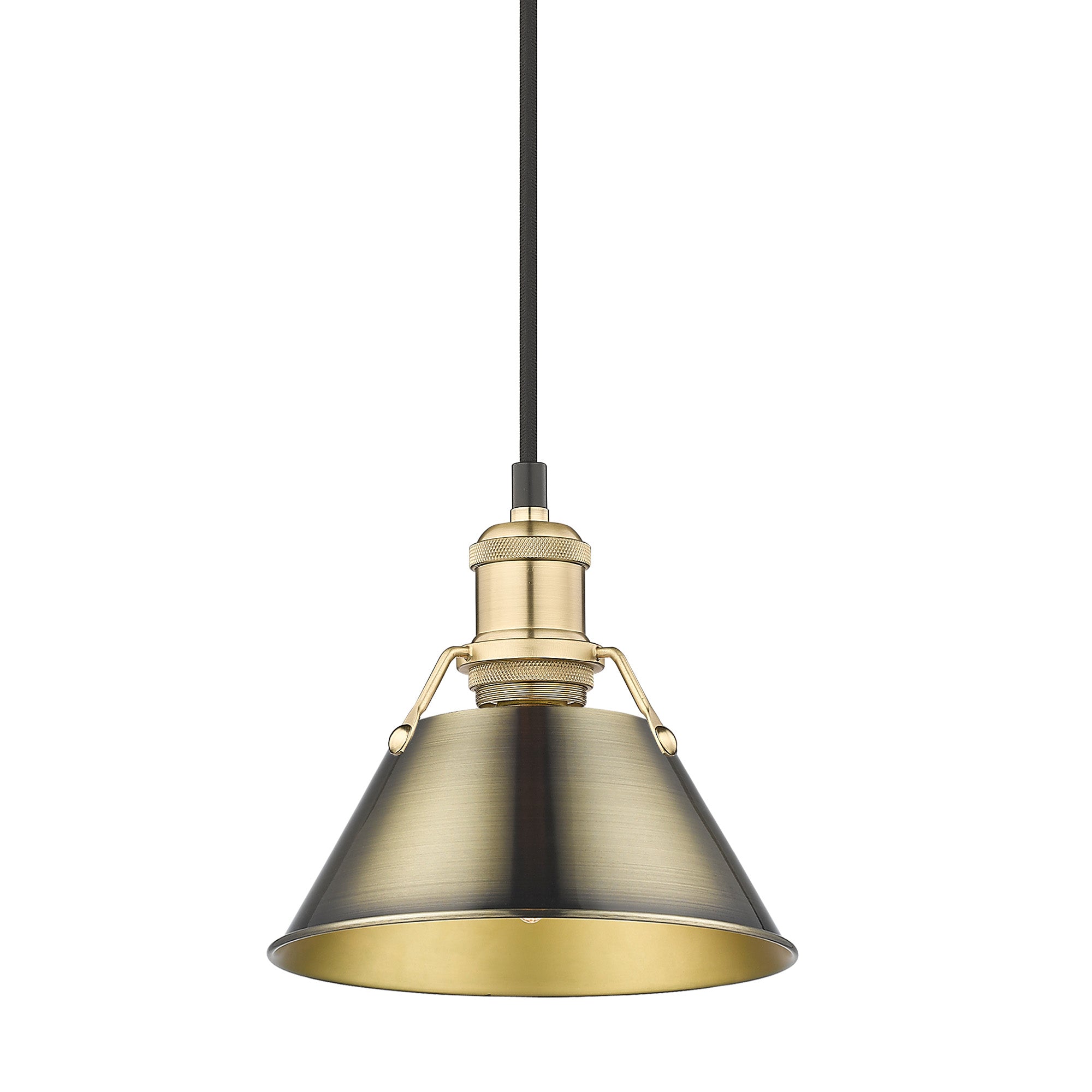 Orwell 7.5" Wide Small Pendant in Brushed Champagne Bronze with Aged Brass - Brushed Champagne Bronze / Aged Brass / Gold - Golden Lighting